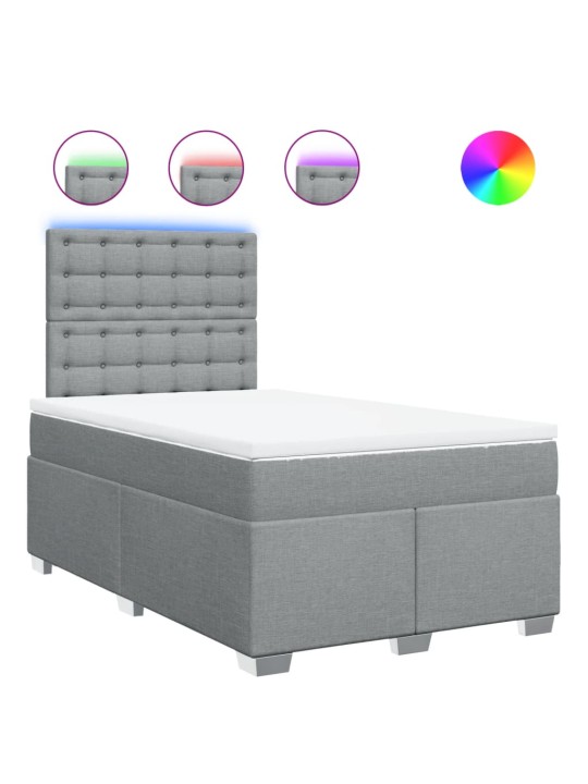 Box spring postel s matrací světle šedá 120x190 cm textil