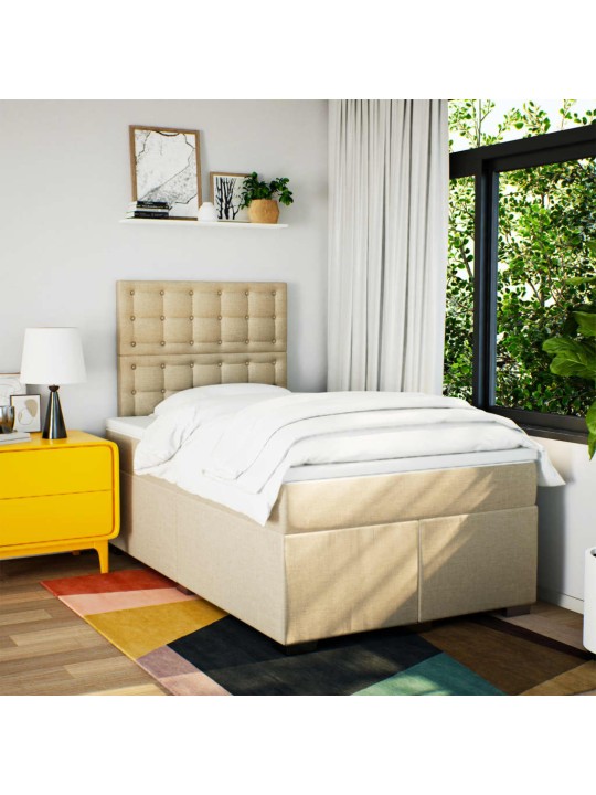 Box spring postel s matrací krémová 120x190 cm textil