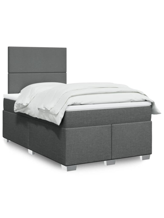 Box spring postel s matrací tmavě šedá 120x200 cm textil