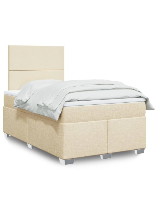 Box spring postel s matrací krémová 120x200 cm textil