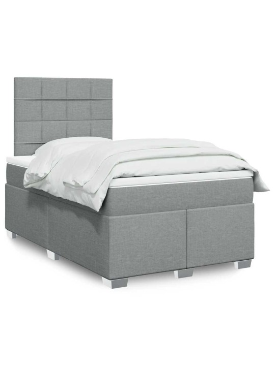 Box spring postel s matrací světle šedá 120 x 200 cm textil