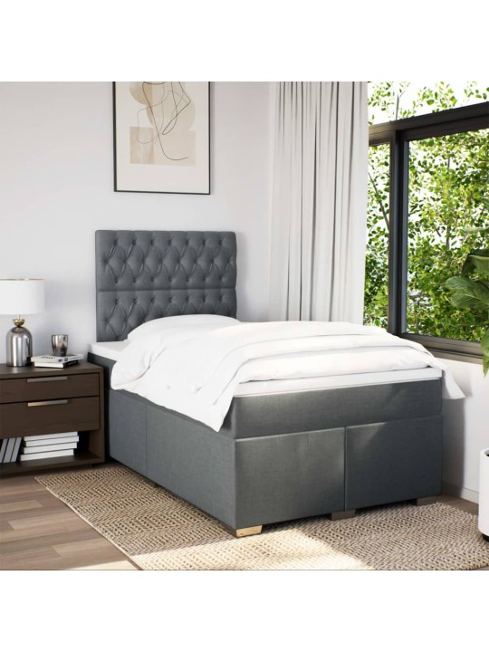 Box spring postel s matrací tmavě šedá 120x200 cm textil