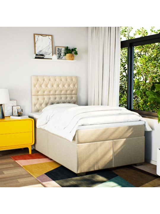 Box spring postel s matrací krémová 120x200 cm textil