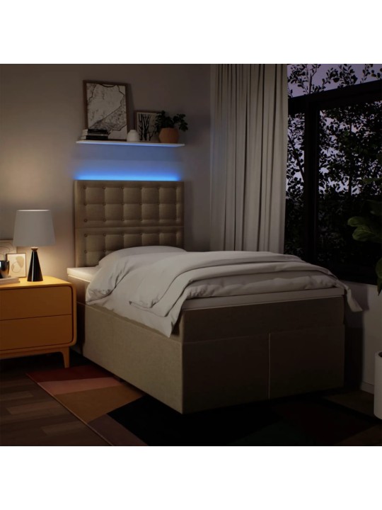 Box spring postel s matrací krémová 120x200 cm textil