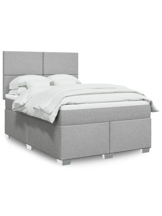 Box spring postel s matrací světle šedá 140 x 190 cm textil