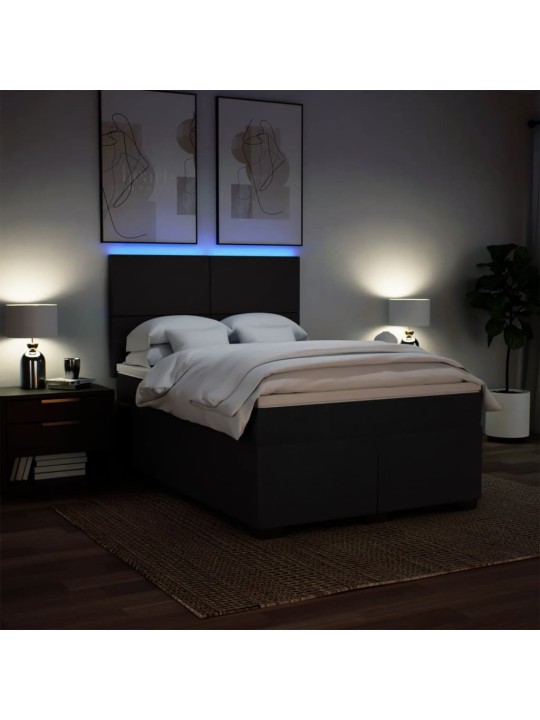 Box spring postel s matrací černá 140 x 190 cm textil