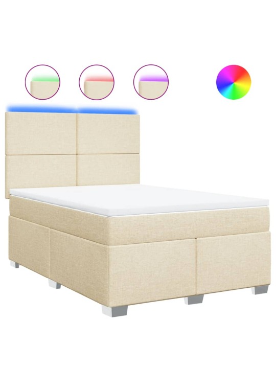 Box spring postel s matrací krémová 140x190 cm textil
