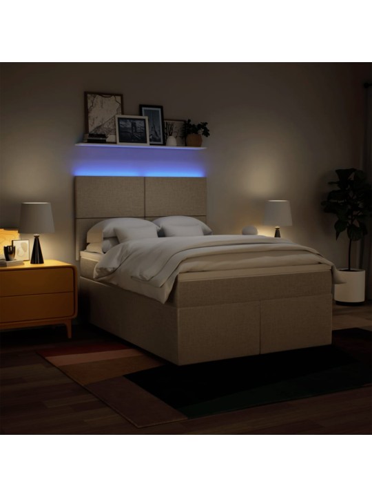 Box spring postel s matrací krémová 140x190 cm textil