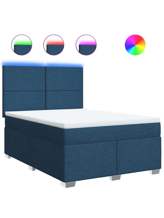 Box spring postel s matrací modrá 140x190 cm textil