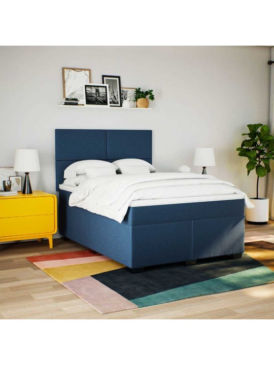 Box spring postel s matrací modrá 140x190 cm textil