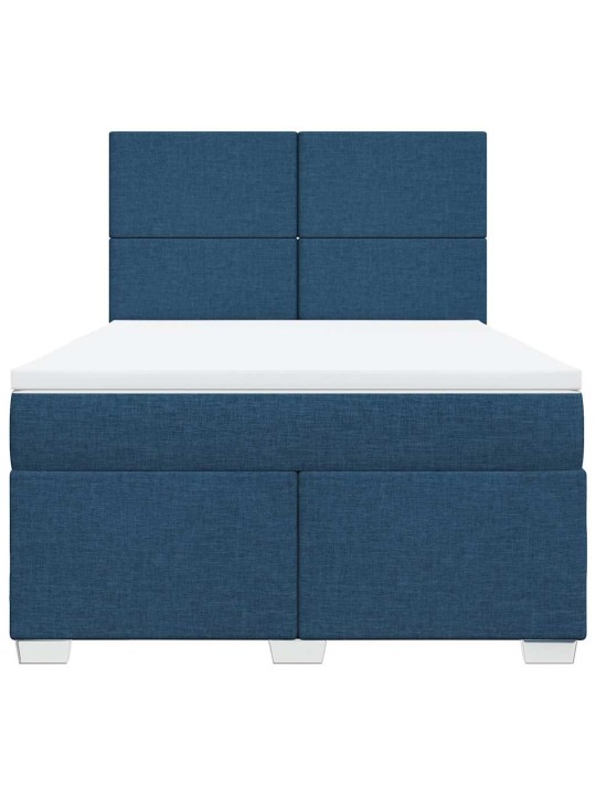 Box spring postel s matrací modrá 140x190 cm textil