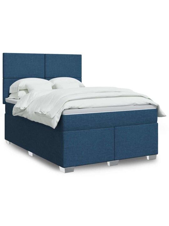 Box spring postel s matrací modrá 140x190 cm textil
