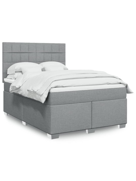 Box spring postel s matrací světle šedá 140 x 190 cm textil