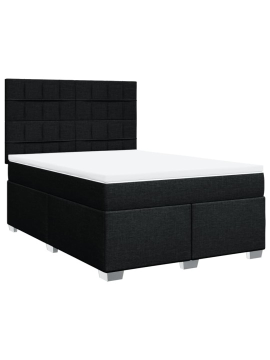 Box spring postel s matrací černá 140 x 190 cm textil