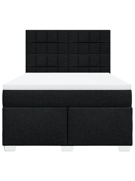 Box spring postel s matrací černá 140 x 190 cm textil