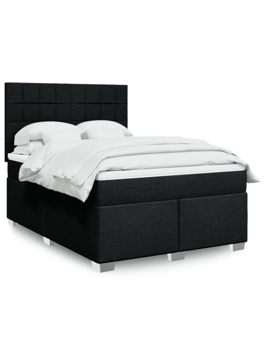 Box spring postel s matrací černá 140 x 190 cm textil