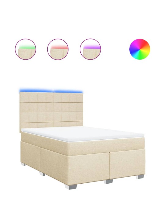 Box spring postel s matrací krémová 140x190 cm textil