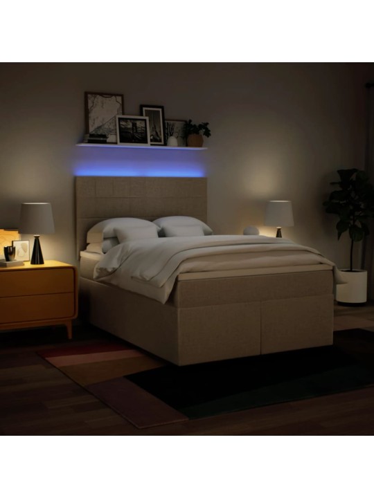 Box spring postel s matrací krémová 140x190 cm textil