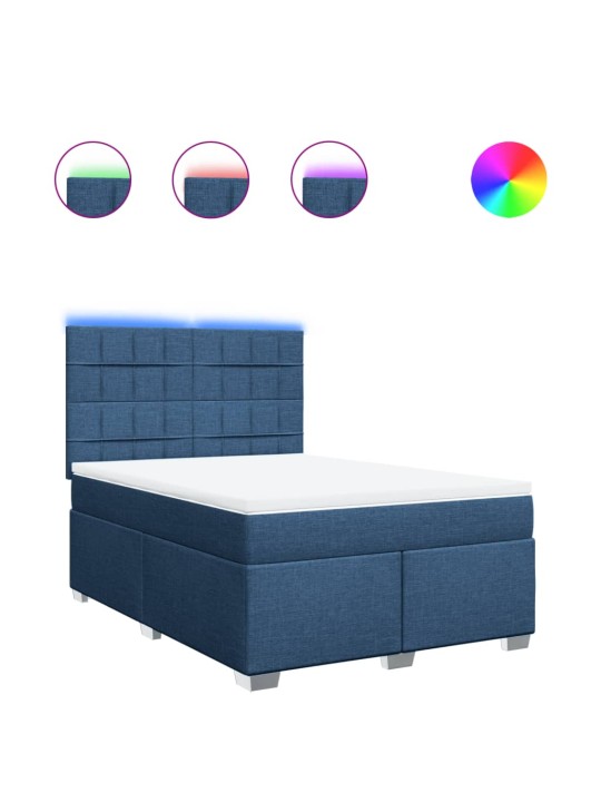 Box spring postel s matrací modrá 140x190 cm textil