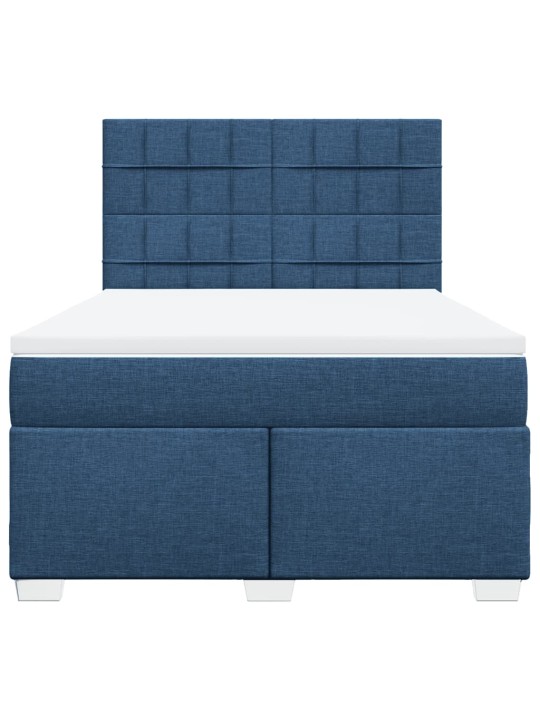 Box spring postel s matrací modrá 140x190 cm textil