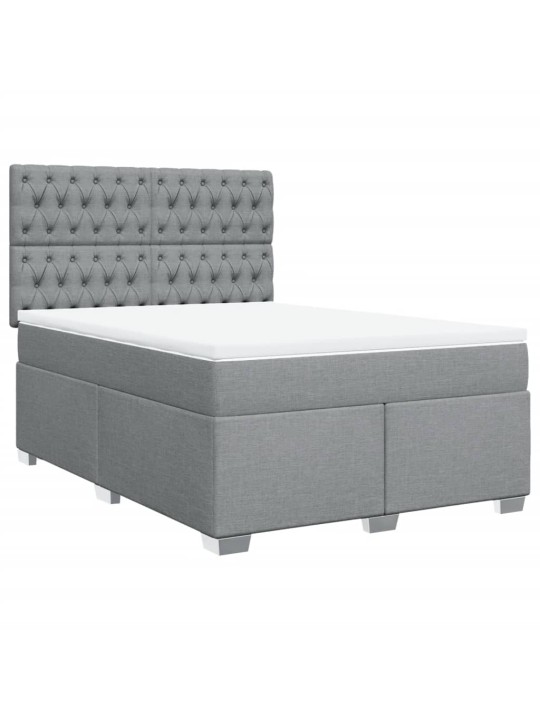 Box spring postel s matrací světle šedá 140 x 190 cm textil