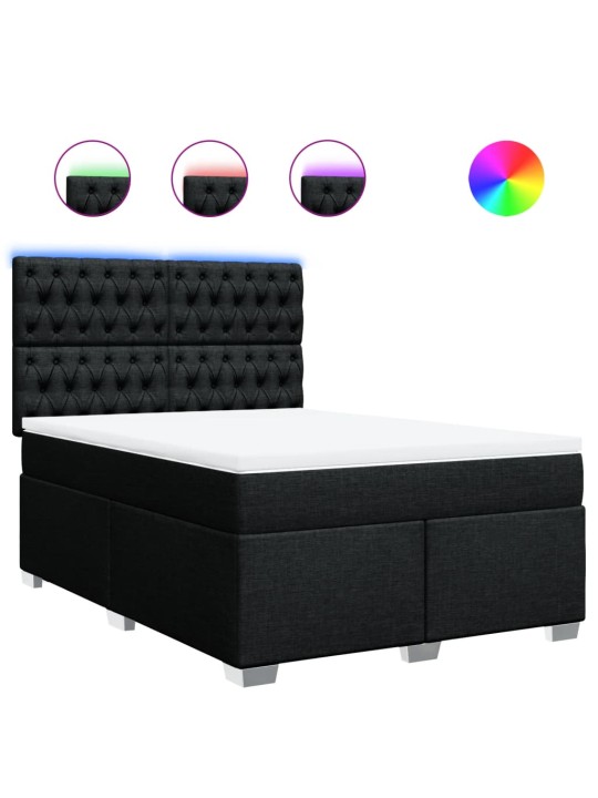 Box spring postel s matrací černá 140 x 190 cm textil