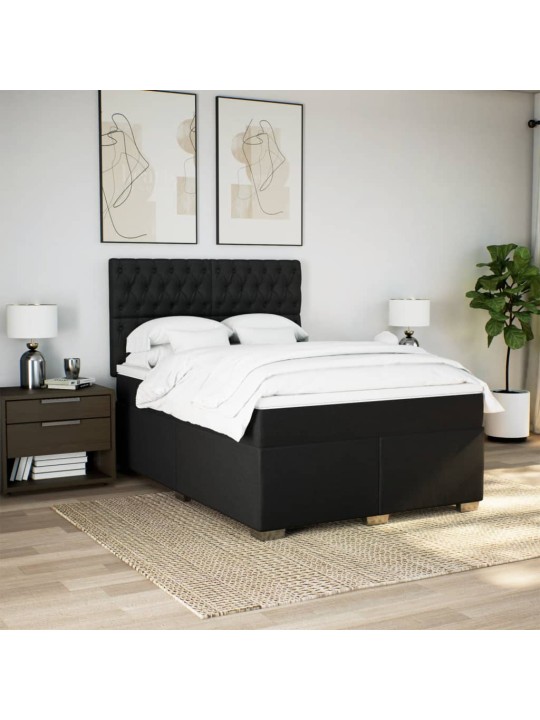 Box spring postel s matrací černá 140 x 190 cm textil