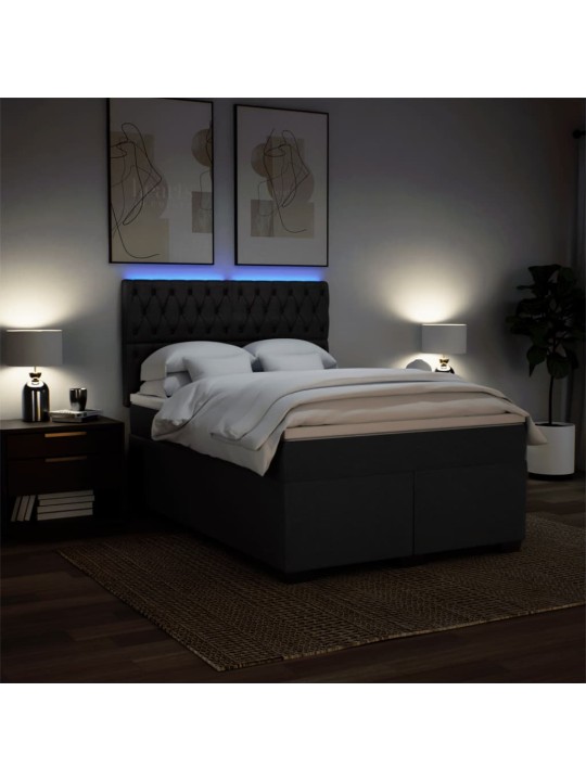 Box spring postel s matrací černá 140 x 190 cm textil