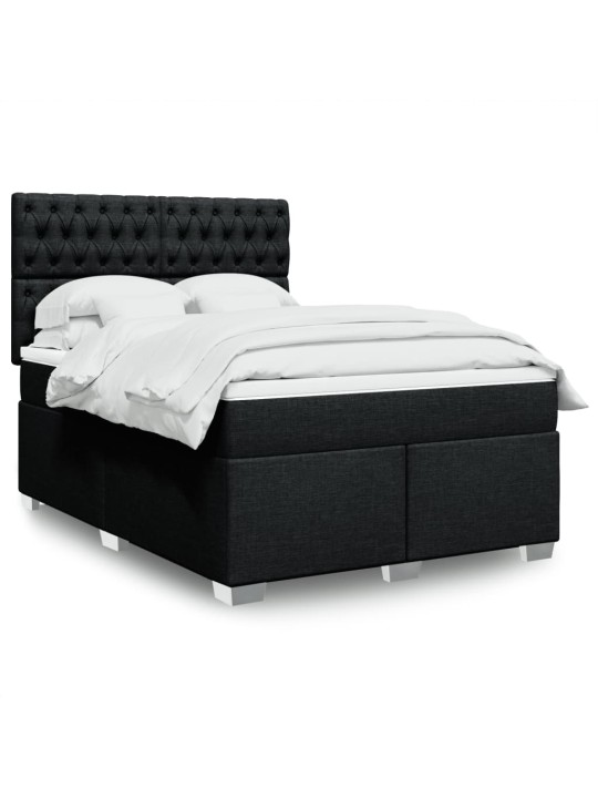 Box spring postel s matrací černá 140 x 190 cm textil