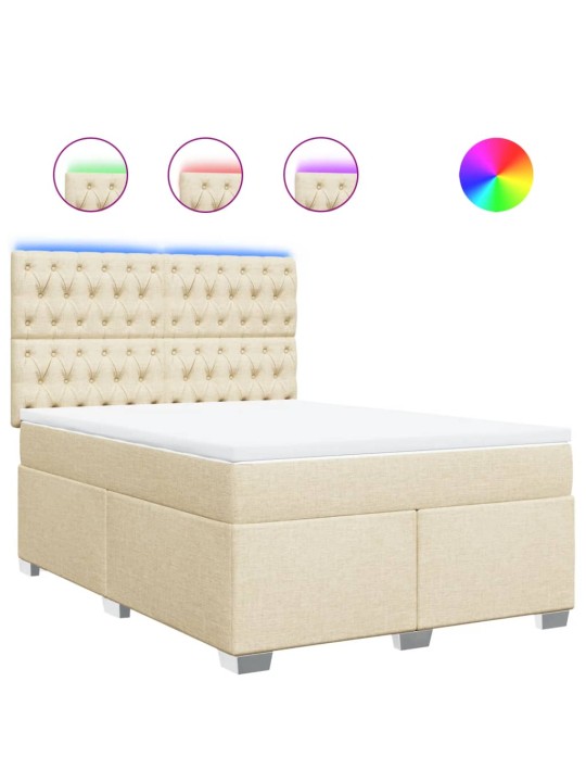 Box spring postel s matrací krémová 140x190 cm textil