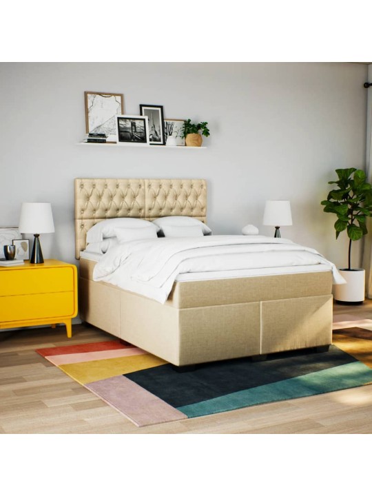 Box spring postel s matrací krémová 140x190 cm textil