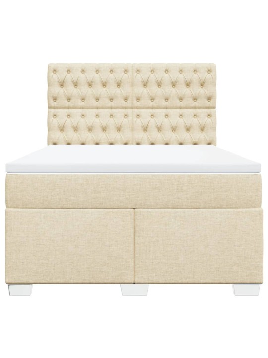 Box spring postel s matrací krémová 140x190 cm textil