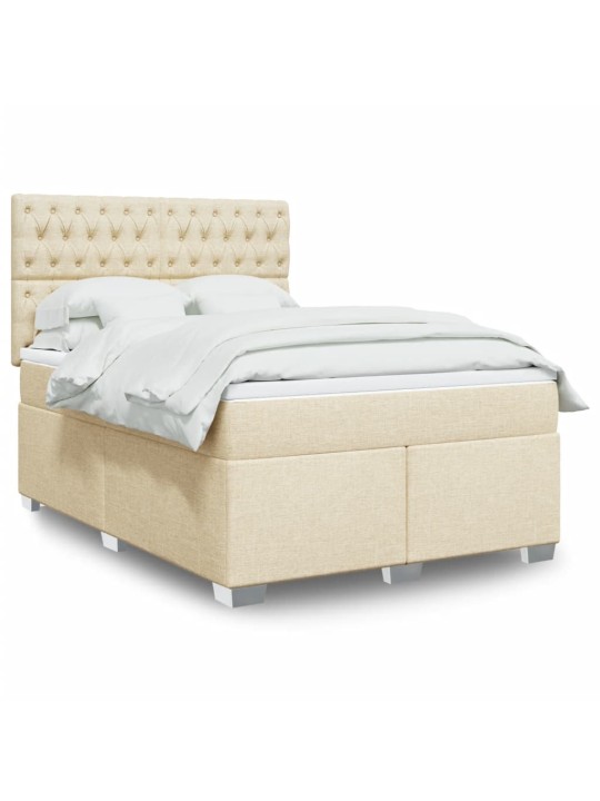 Box spring postel s matrací krémová 140x190 cm textil