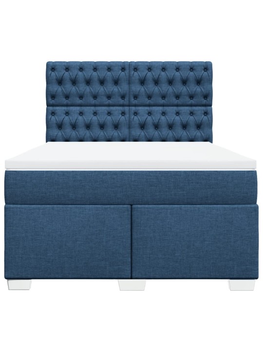 Box spring postel s matrací modrá 140x190 cm textil