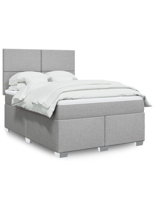 Box spring postel s matrací světle šedá 140 x 200 cm textil