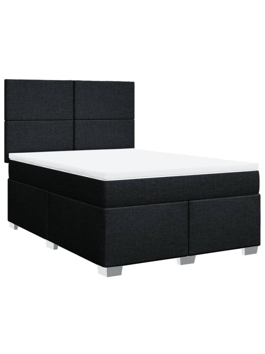 Box spring postel s matrací černá 140x200 cm textil