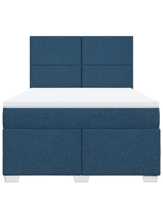 Box spring postel s matrací modrá 140x200 cm textil
