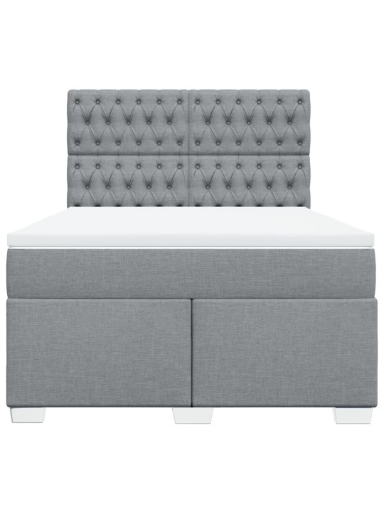 Box spring postel s matrací světle šedá 140 x 200 cm textil