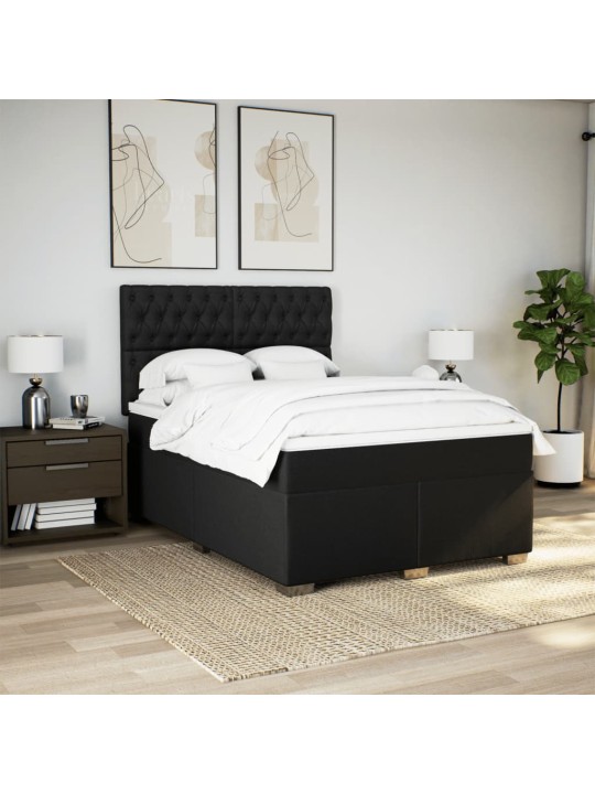 Box spring postel s matrací černá 140x200 cm textil