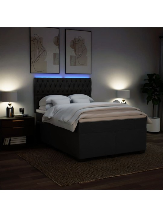 Box spring postel s matrací černá 140x200 cm textil