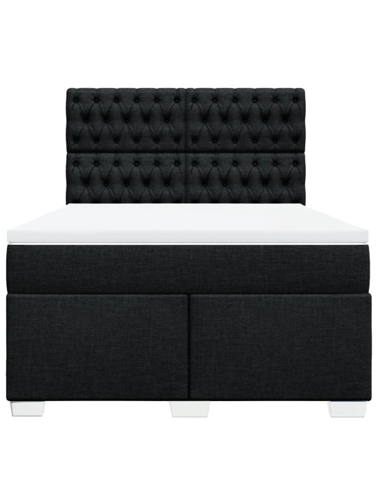 Box spring postel s matrací černá 140x200 cm textil