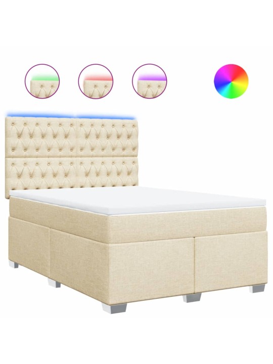 Box spring postel s matrací krémová 140x200 cm textil