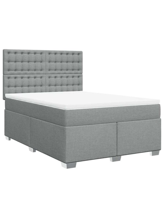 Box spring postel s matrací světle šedá 140 x 200 cm textil