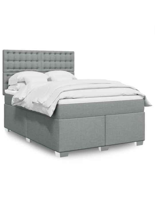 Box spring postel s matrací světle šedá 140 x 200 cm textil