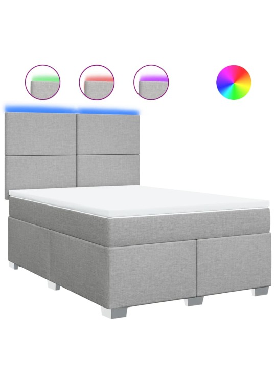 Box spring postel s matrací světle šedá 160 x 200 cm textil
