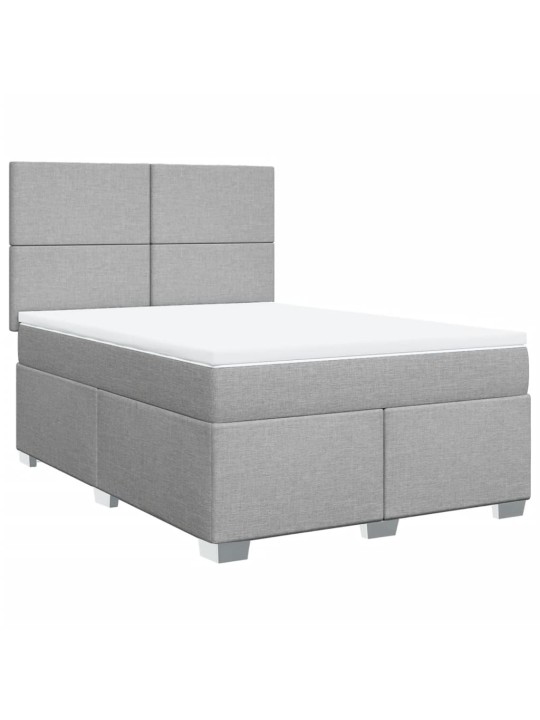 Box spring postel s matrací světle šedá 160 x 200 cm textil
