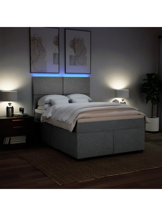 Box spring postel s matrací světle šedá 160 x 200 cm textil