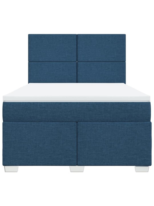 Box spring postel s matrací modrá 160x200 cm textil
