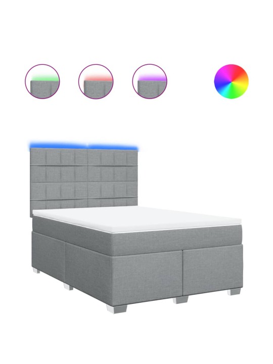 Box spring postel s matrací světle šedá 160 x 200 cm textil