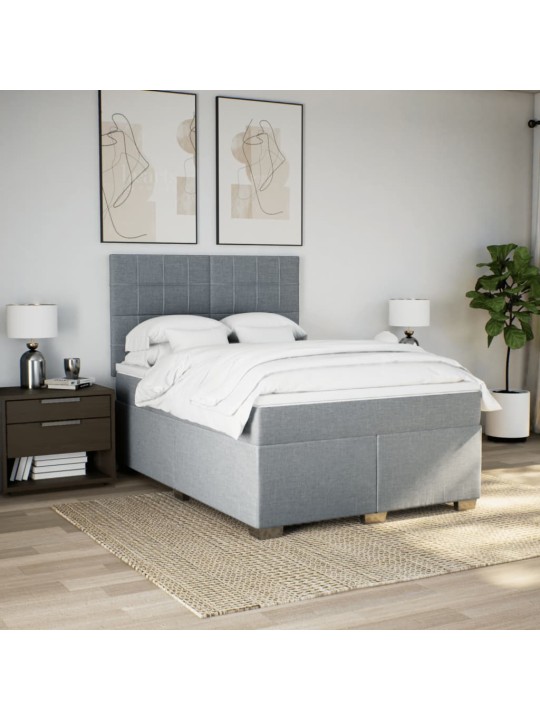 Box spring postel s matrací světle šedá 160 x 200 cm textil